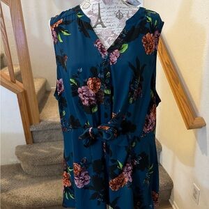 Torrid Teal Floral Blouse